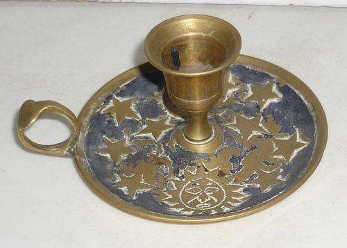 BRASS CANDLE HOLDER SUN &MOON PATTERN