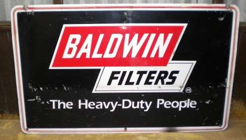 USED GARAGE BALDWIN FILTER BANNER " ALUMINIUM"