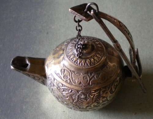 TIBETAN DECORATIVE MINI BRASS HANGING KETTLE