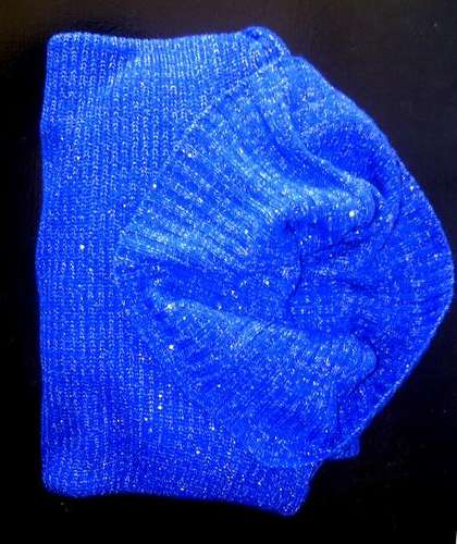 SIZE 42/18 Ladies Cowl Neck Shortsleeve JERSEY, Blue with glitter thread!