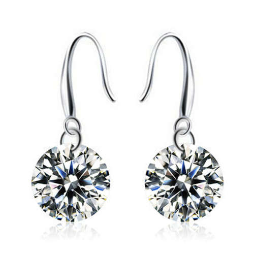 8mm CZ Solitaire dangle earrings, stunning, sparkling!