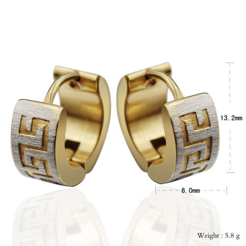 Stainless Steel and Gold Grain Huggie Hoop Earrings