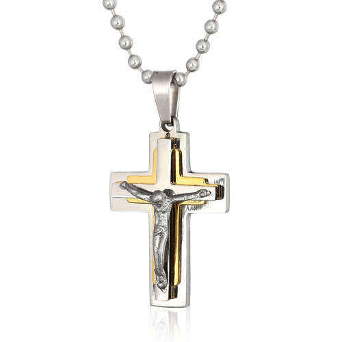 Cross Jesus Goldtone Stainless Steel 316L Necklace