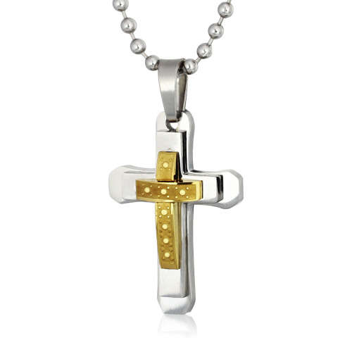 Cross Goldtone Stainless Steel 316L Necklace