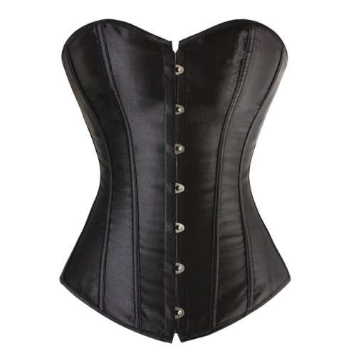 Satin-Look, Lace Up Back, Boned, Black Corset [Plus size 16/40]