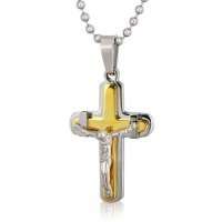 Cross Jesus Goldtone Stainless Steel 316L Necklace