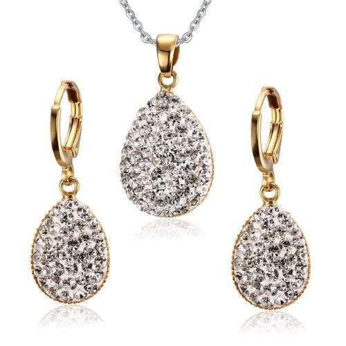 Stainless Steel Rhinestone Shambala Jewelry Set