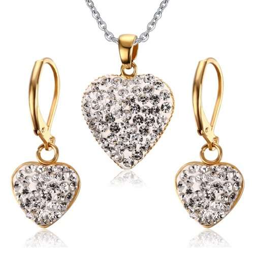 Stainless Steel Rhinestone Shambala Jewelry Set