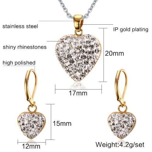 Stainless Steel Rhinestone Shambala Jewelry Set