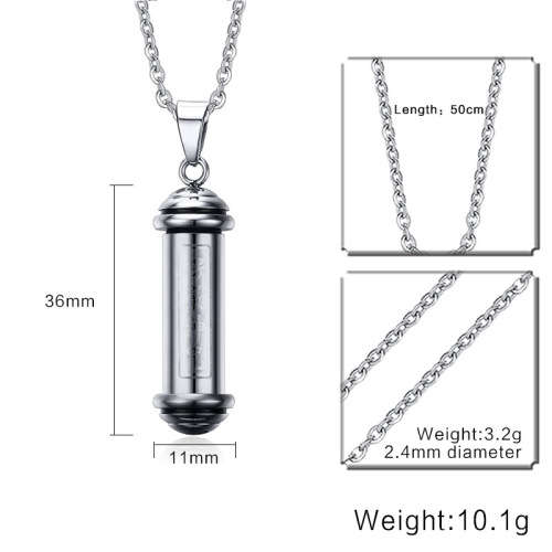 Stainless Steel Perfume Bottle Necklace