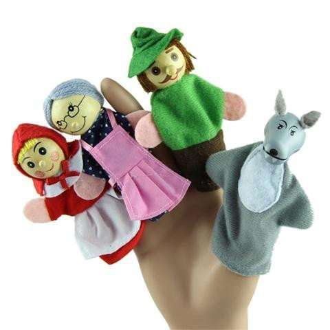 20 SETS AVAILABLE** Little Red Riding Hood Finger Puppets Wooden Kids Toys -- 4pcs