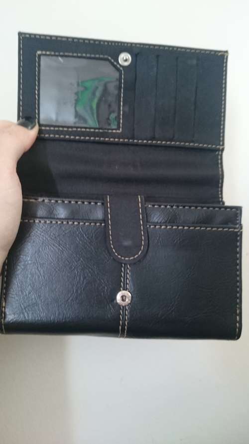 FASHINE ITALY LEATHER WALLET LADIES BLACK CASH CARDS CHANGE