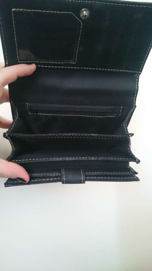 FASHINE ITALY LEATHER WALLET LADIES BLACK CASH CARDS CHANGE