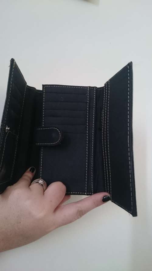 FASHINE ITALY LEATHER WALLET LADIES BLACK CASH CARDS CHANGE