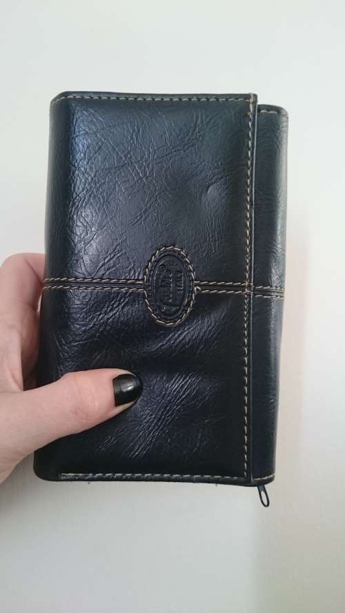 FASHINE ITALY LEATHER WALLET LADIES BLACK CASH CARDS CHANGE