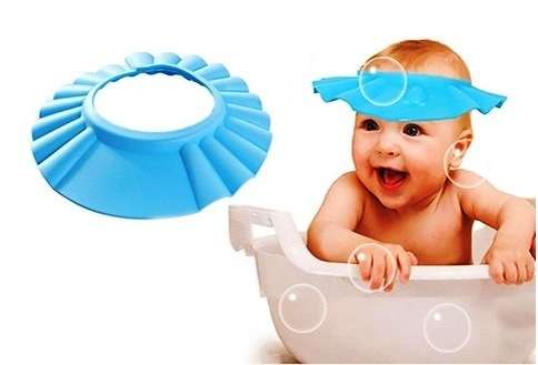 BABY TODDLER BATH SHOWER CAP FOAM LIGHT BLUE