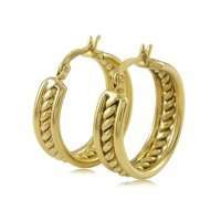 316L Stainless Steel and Goldtone Huggie Hoop Earrings - Beautiful!!