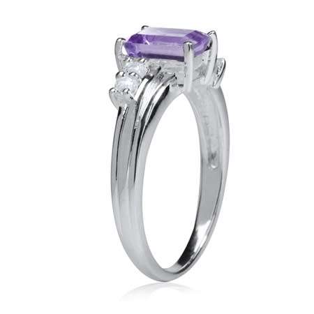 CERTIFIED R1299- Genuine 1.08ct Amethyst+White Topaz 925 Sterling Silver Ring. Size 9/S