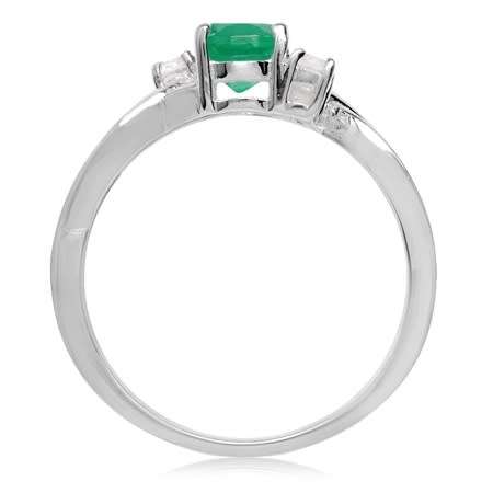 CERTIFIED R1199- Genuine 0.72ct Emerald Agate 925 Sterling Silver Ring. Size 12/X+/21.4mm