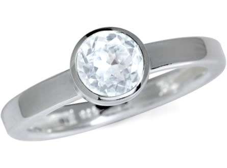 CERTIFIED R1199- Genuine 1.01ct White Topaz 925 Sterling Silver Ring. Size 8/P+/18mm