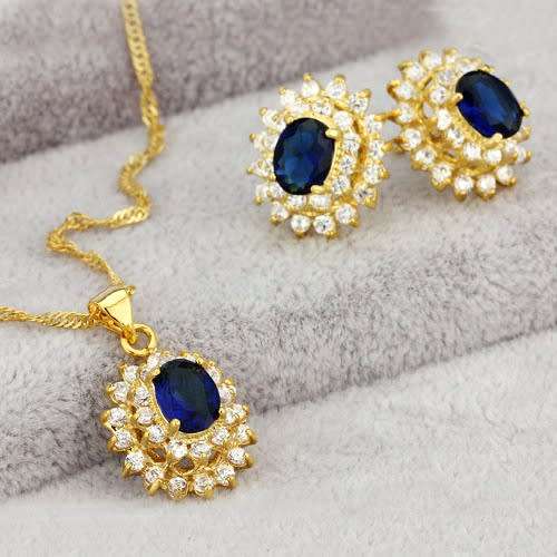 Royal Blue Shining Gold Plated Lady Jewelry Set