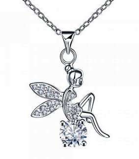 [Austria Rhinestone] Magical Tinkerbell Fairy White Gold Plated Necklace