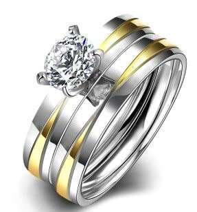 Zircon Titanium Steel Rings. Size 6, 7, 8, 9