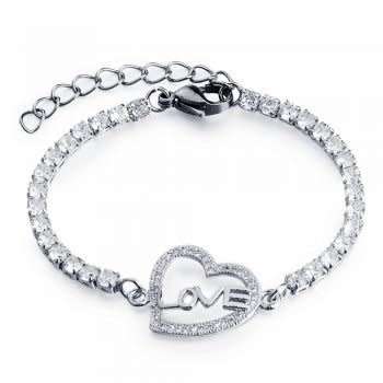 Sparkling Zircon Love Heart Tennis Bracelet