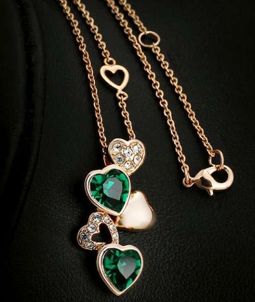 GLAMOUR WEAR~ 1.14ct Green & White CZ Ladies Necklace 18krgp