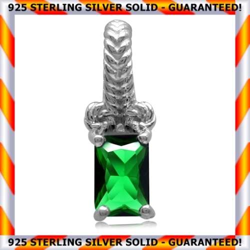 925 STERLING SILVER SOLID - Emerald Green CZ 925 Sterling Silver Pendant