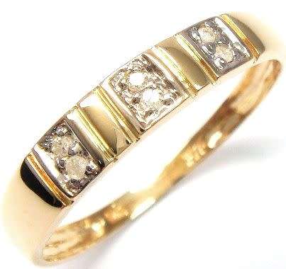 9CT YELLOW GOLD NATURAL GENUINE DIAMOND WEDDING BAND RING SIZE N / 6.5 - CERTIFIED