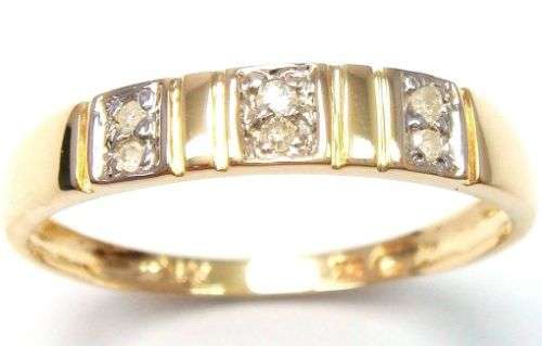9CT YELLOW GOLD NATURAL GENUINE DIAMOND WEDDING BAND RING SIZE N / 6.5 - CERTIFIED