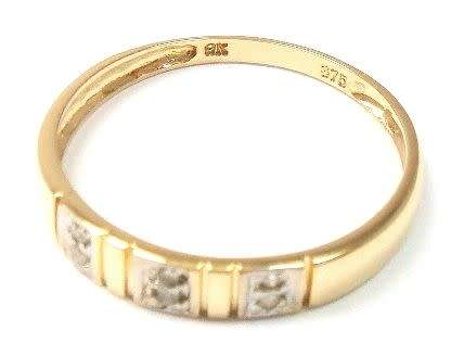 9CT YELLOW GOLD NATURAL GENUINE DIAMOND WEDDING BAND RING SIZE N / 6.5 - CERTIFIED