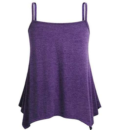 ~~In Stock Now~~ Flattering A-line Asymmetric Strappy Tank Top Purple - Plus Size 18/42