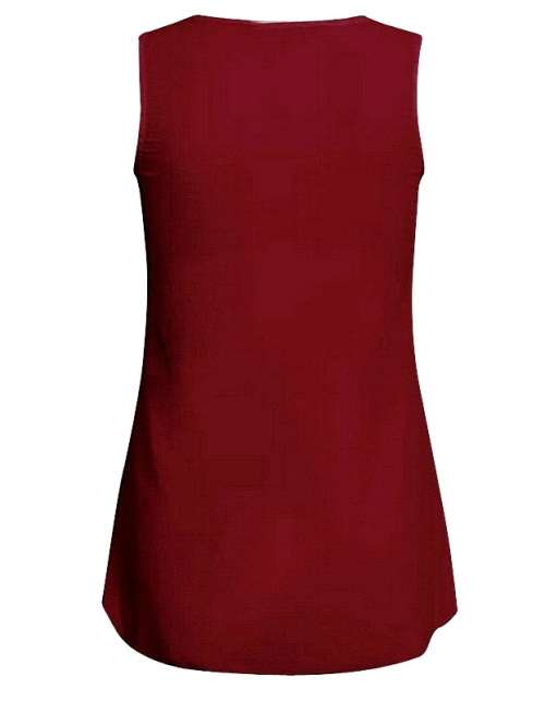 ~~In Stock Now~~ Chiffon Tunic Zipper Tassle Soft Sleeveless Top Sheer Burgundy - Plus Size 16/40