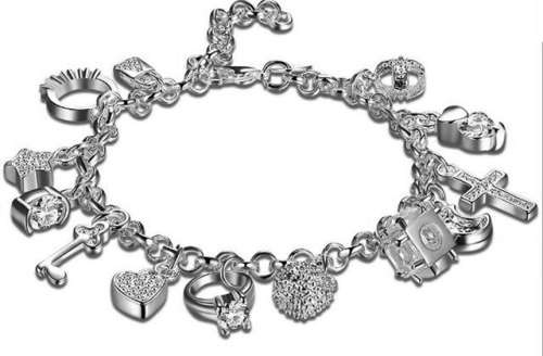 Multiple Charm Bracelet Silvertone