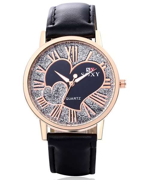 Rose Goldtone Love Heart Quartz Wristwatch Watch Battery Included