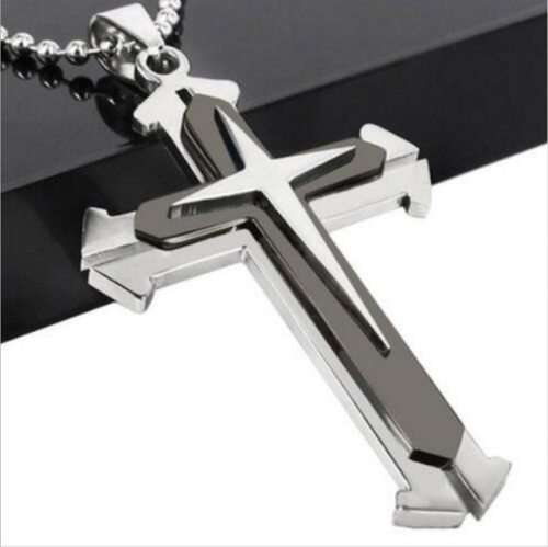 Mens Stainless Steel Cross Crucifix Pendant Only