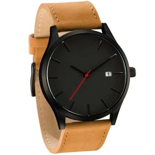 Analog Quartz Watch Faux Leather - Black & Brown