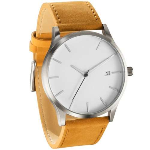 Analog Quartz Watch Faux Leather - White & Tan