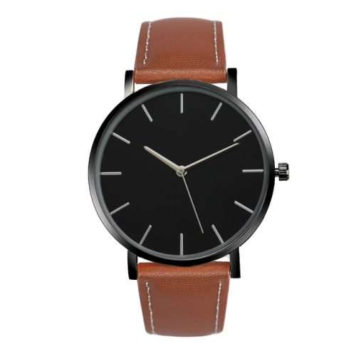 Analog Quartz Watch Faux Leather - Black & Brown