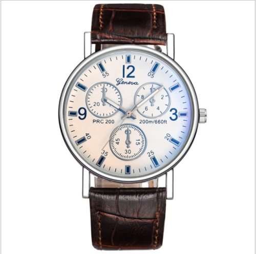 GENEVA Analog Quartz Watch Faux Chronograph - Brown & White