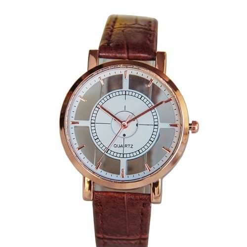 Analog Quartz Watch Faux Leather - Brown & See-through