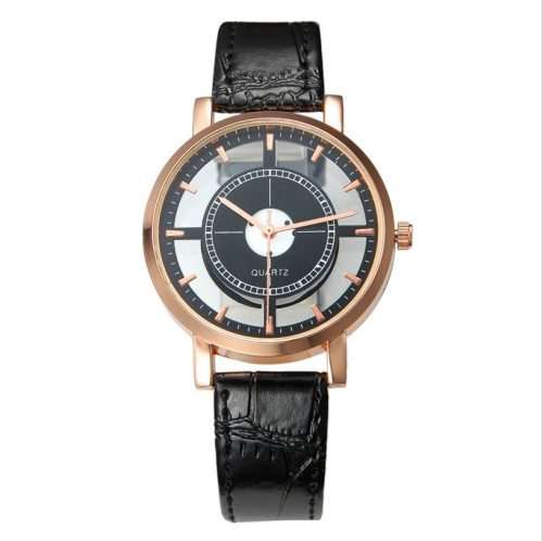 Analog Quartz Watch Faux Leather - Black & See-through