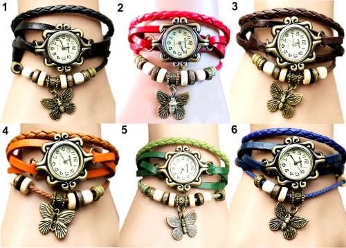 Quartz Watch Leather Charm Bracelet - Pick a Color