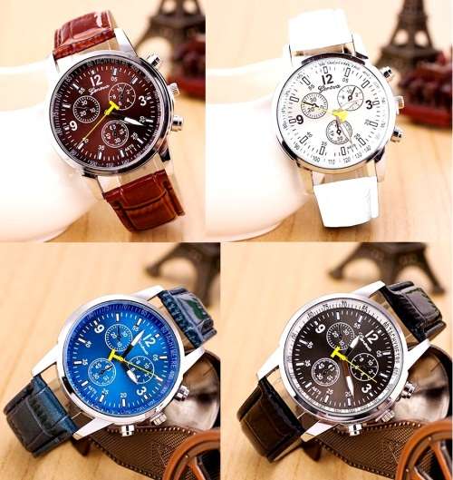 Quartz Watch Faux Chronograph Geneva Wristwatch - Pick a Color