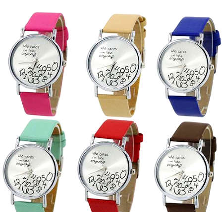 "Who cares I'm late anyways" Quartz Watch - Pick a Color