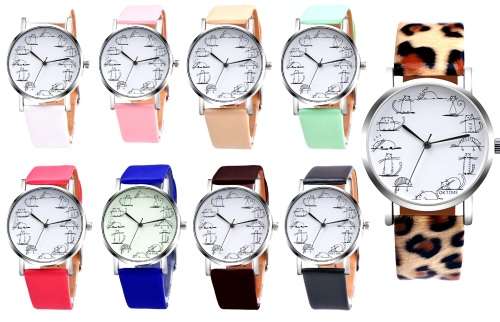 FUN WATCH: "Life of a Cat" Faux Leather Wristwatch - Pick a Color