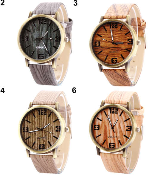 Quartz Watch Wood Inspired Design Wristwatch - Pick a Color