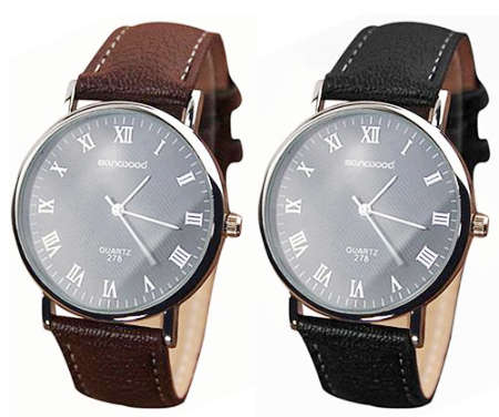 Mens Quartz Watch Faux Leather Straps - Pick a Color